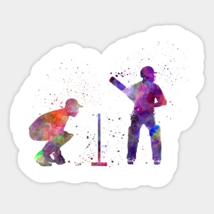 Cricket player batsman silhouette in watercolor Sticker